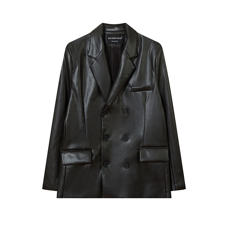 Women Jackets PU Leather Suit Jacket Oversize Cool Handsome