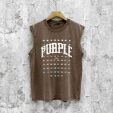 Purple Brand Distressed Tank T Shirts Sleeveless T-shirt Vest