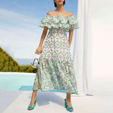 Bohemian Dress Hollow out Embroidered Printed Elegant