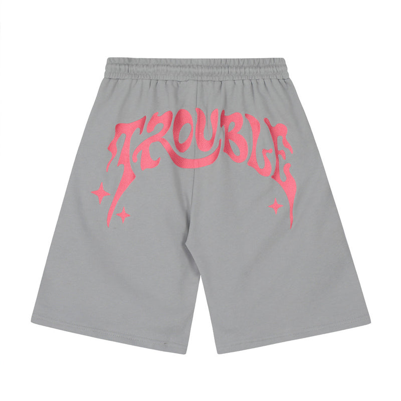 Men Shorts Creative Letters Embroidery Loose Sports