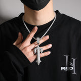 Jewelry T Letter Pendant Fashion Zircon Rap Cross Word Up Spectrum