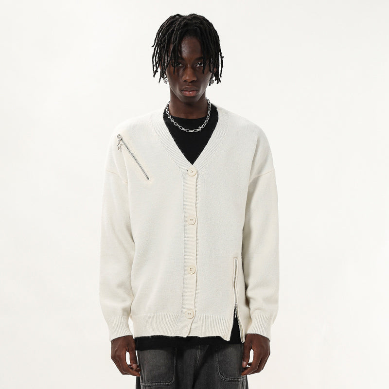 Men Sweater Zipper Design Knitted Cardigan Sweater