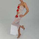 Women Dress Sexy Fashion Lace See-through Dress