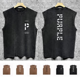 Purple Brand Distressed Tank T Shirts Distressed Sleeveless T-shirt Vest