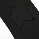 Men Jeans Five-Pointed Star Patch Loose Solid Color
