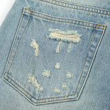 Men Jeans Loose Hole Frayed Hem All-Matching