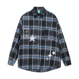 Men Long Sleeved T Shirt Long Sleeve Shirt Spring and Autumn Letter Five-Pointed Star Print Loose Casual Shirt