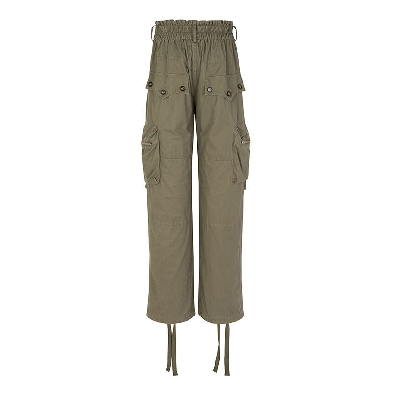 Cargo Pants Retro Solid Color Tooling Leisure Tappered