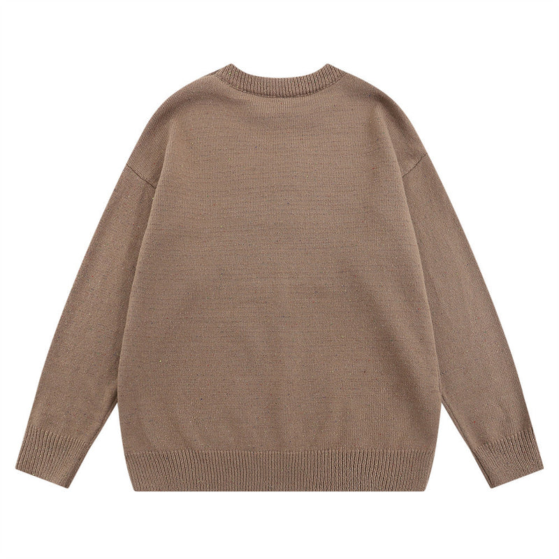 Men Sweater Four-Corner Star Jacquard Crew Neck Sweater