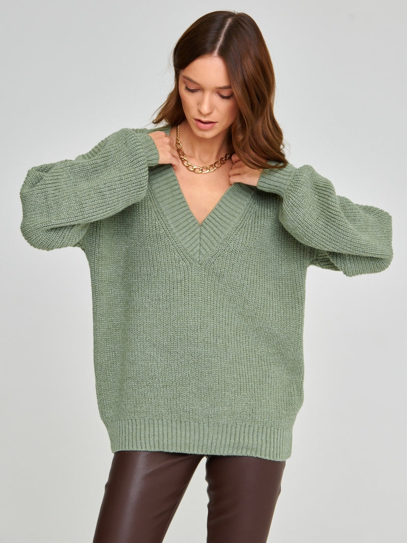 Women Work Business Casual Sweaters V-neck Loose Sweater