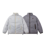 Unisex Coat Winter Cotton-Padded Coat Youth University Style Double-Sided Wear