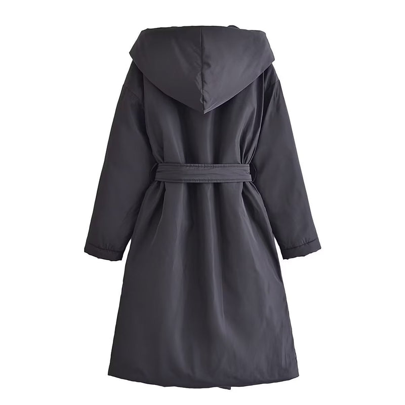 Women Cotton Coat Casual Hooded Cotton Jacket Coat Long Cotton Coat Coat