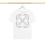 Off White T Shirts OW Mechanical Letter Pattern Crew Neck Pullover Short Sleeves