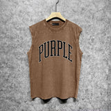 Purple Brand Distressed Tank T Shirts Distressed Sleeveless T-shirt Vest