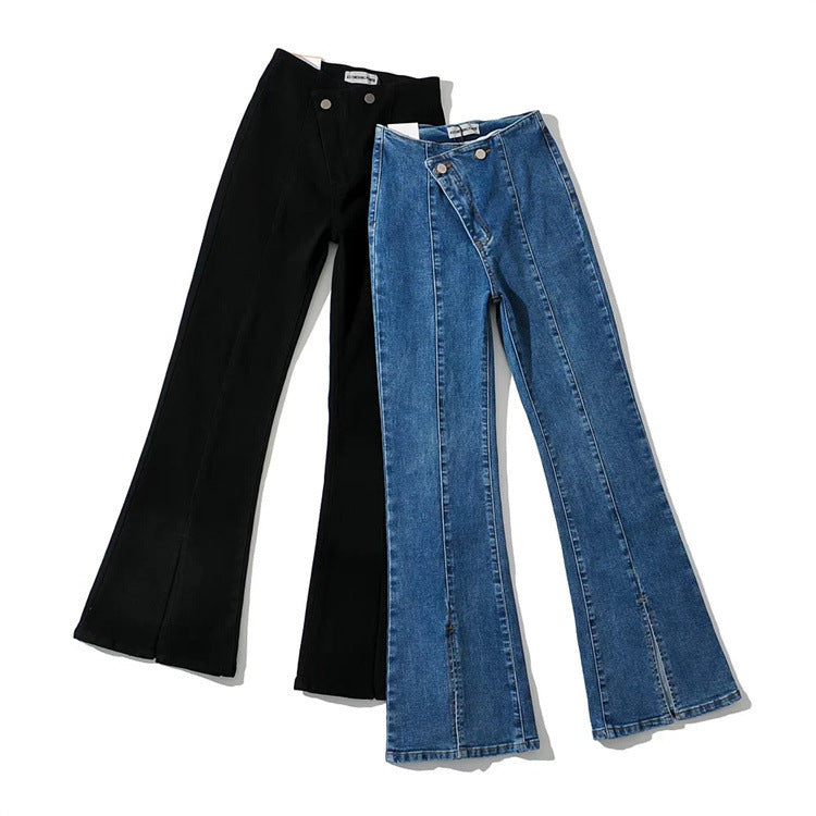 Women Jeans Casual Simple Bootcut Trousers