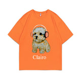 Clairo Dog Puppy Headphones Graphic Print Tshirt Summer Male