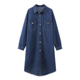 Women Trench Coat Denim Shirt Loose Dress