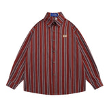 Men Long Sleeved T Shirt Vertical Striped Long Sleeve Shirt Outer Wear Men's Spring and Autumn Loose Casual