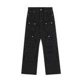 Men Jeans Multi-Pocket Cargo Pants Metal Buttons