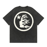HS T Shirt Simple Distressed Star Portrait Printing Casual Loose