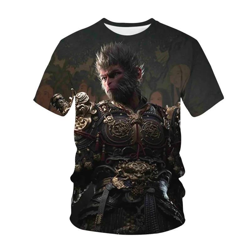 Black Myth Wukong Game T-shirt 3D Printed Short Sleeve