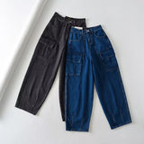 Women Jeans Multi-Pocket Retro Loose
