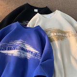 Men T Shirt Waffle Retro Loose Casual