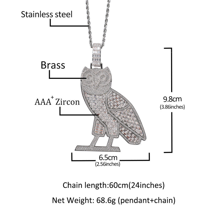 Jewelry Vintage Owl Animal Pendant Fashion Zircon Animal Spectrum