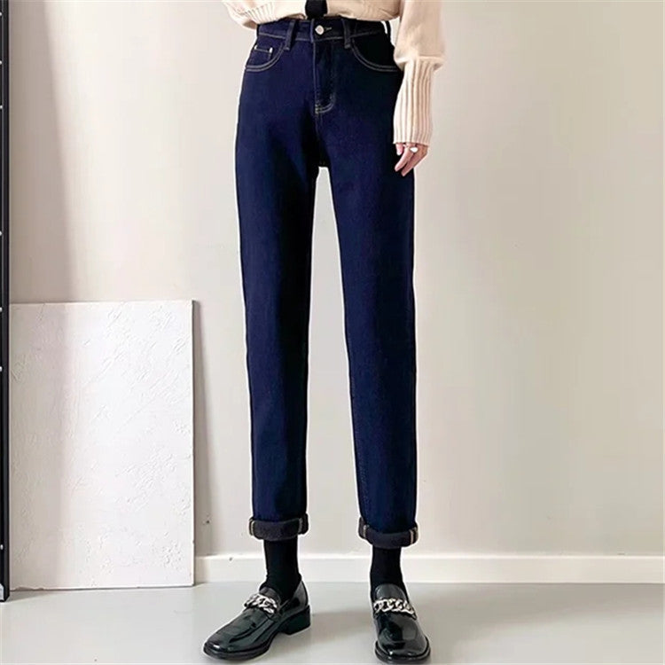 Women Jeans Vintage Fleece-Lined Slimming