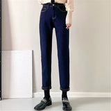 Women Jeans Vintage Fleece-Lined Slimming