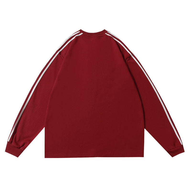 Men Long Sleeve T-Shirt Striped Bottoming Shirt Loose Leisure Sports