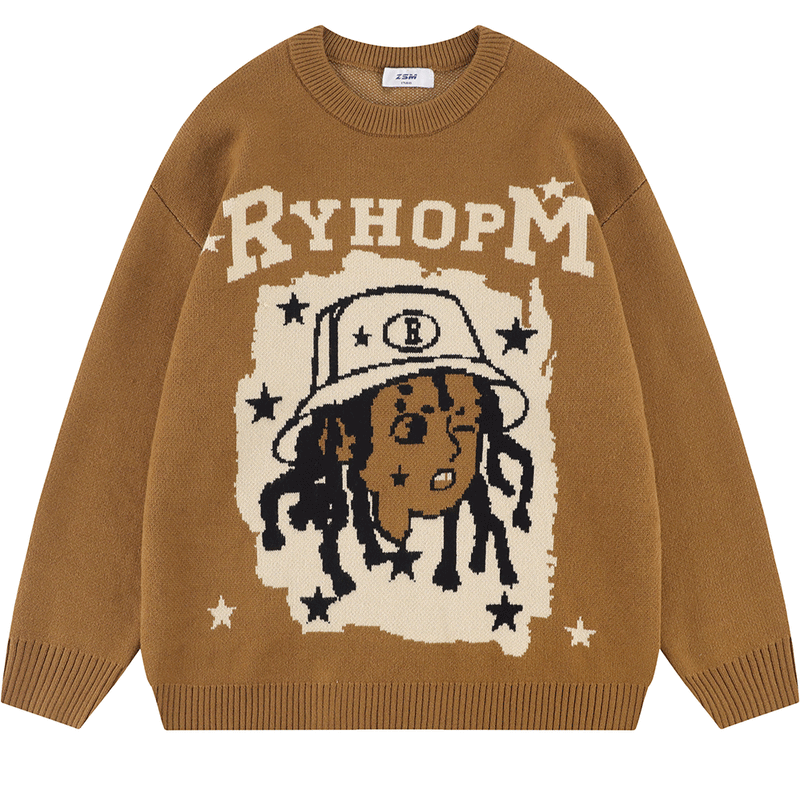 Men Sweater Cartoon Character Avatar Men's Sweater Autumn Loose
