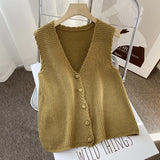 Women Vest Knitted Vest Cardigan Women's Loose