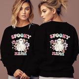 Spooky Mama Print Long Sleeve Hoodies Women Autumn Funny Hal