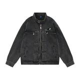 Men Fleece Lined Hoodie Spring and Autumn Denim Jacket Men Vibe Washed and Worn Denim Jacket