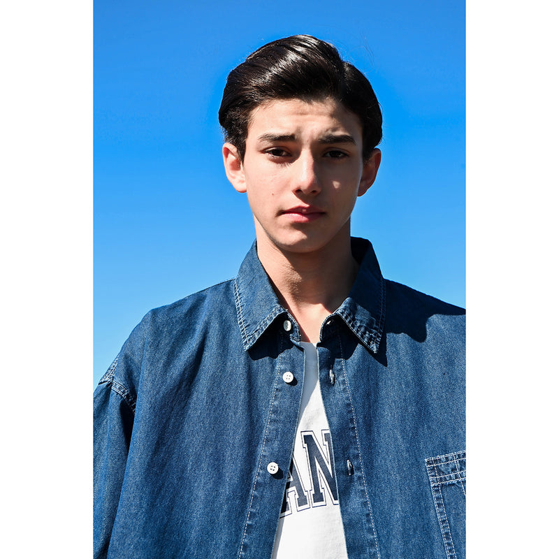 Unisex Shirt Heavy Weight Retro Workwear Denim Loose