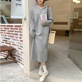 Women Pullover Sweater Loose Hooded Knitted Dress