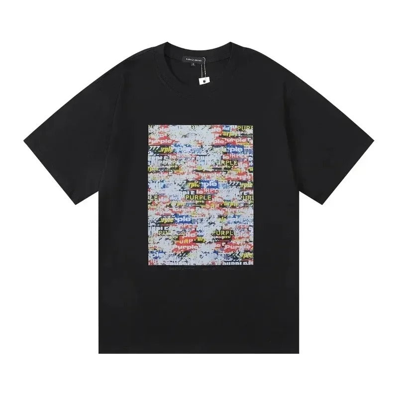 PURPLE Hot Sale PURPLE Letter Print T-shirt Streetwear Vintage