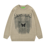 Men Sweater Butterfly Graffiti Printing Sweater Vintage