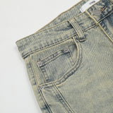Men Jeans Stitching Distressed Retro Personal Leisure