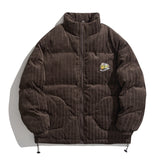 Unisex Coat Stand Collar Corduroy Thickened Couple