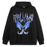 Unisex Long Sleeve Shirt Butterfly Print Hooded Sweater