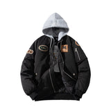 Mens Vintage Jackets Baseball Jacket Hooded Flight Suit Cotton Jacket