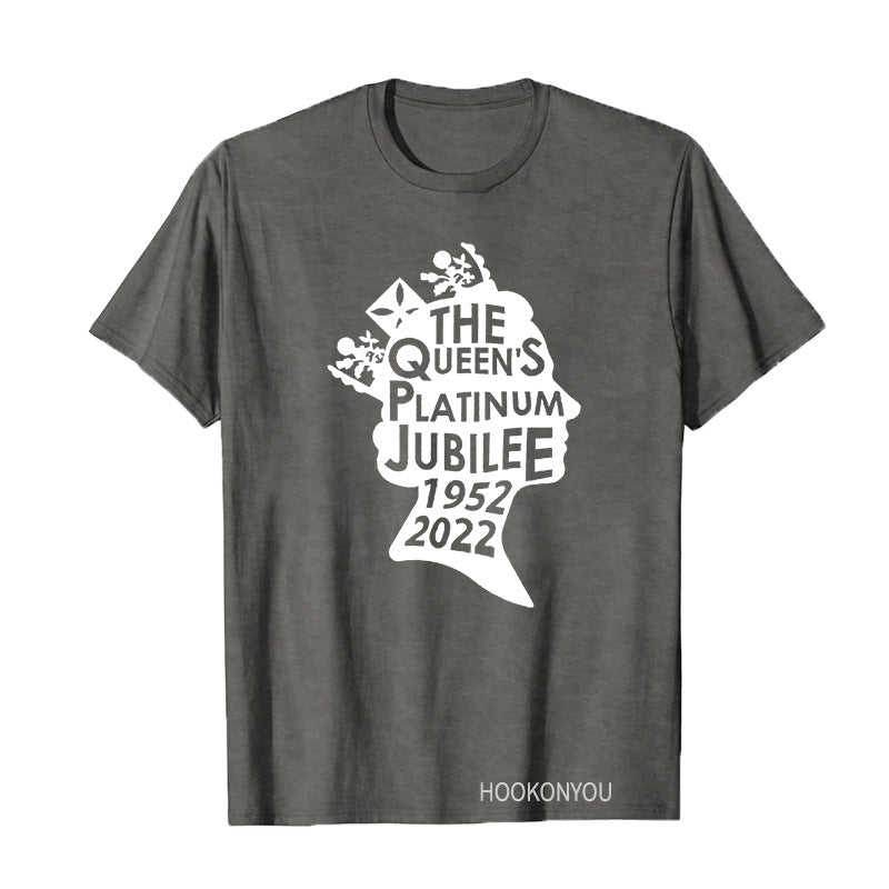 Inspired by Queen's Platinum Jubilee 2022 Elizabeth 70 Years T-shirt round Neck Short Sleeve T-shirt