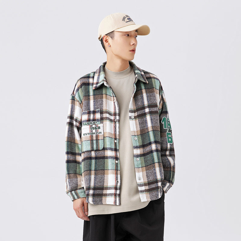 Unisex Shirt Loose Flannel Plaid