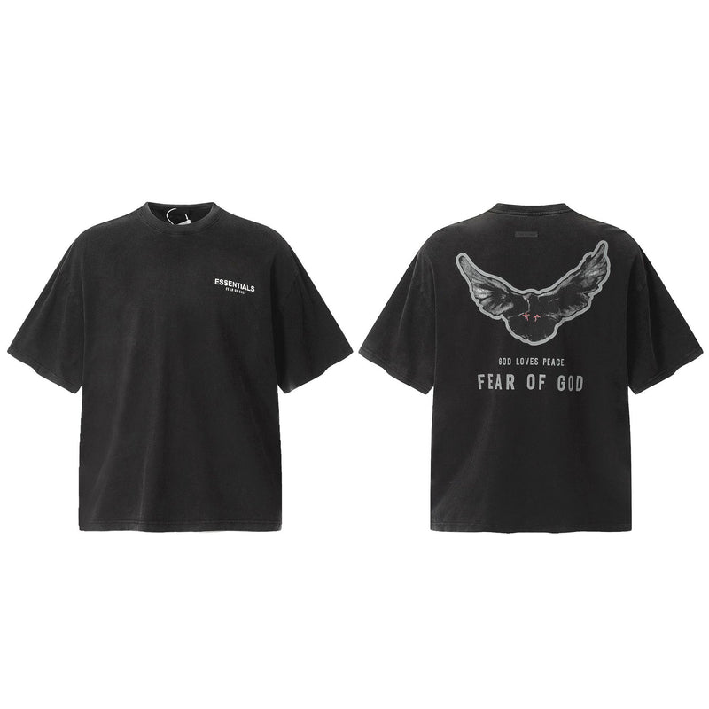 Fog Essentials T Shirts Spring and Summer FOG Washing Water Old Series Short Sleeves