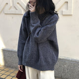 Women Pullover Sweater Retro Loose Sweater