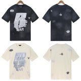 Who Decided War T Shirts Who Decided War Printed Short Sleeve Washing Water Old Loose Casual T-Shirts