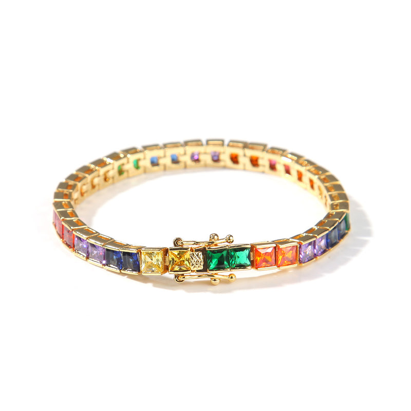 Bracelet Bracelet Copper with Colored Zircon Tennis Spectrum St. Valentine's