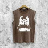 Purple Brand Distressed Tank T Shirts Distressed Sleeveless T-shirt Vest